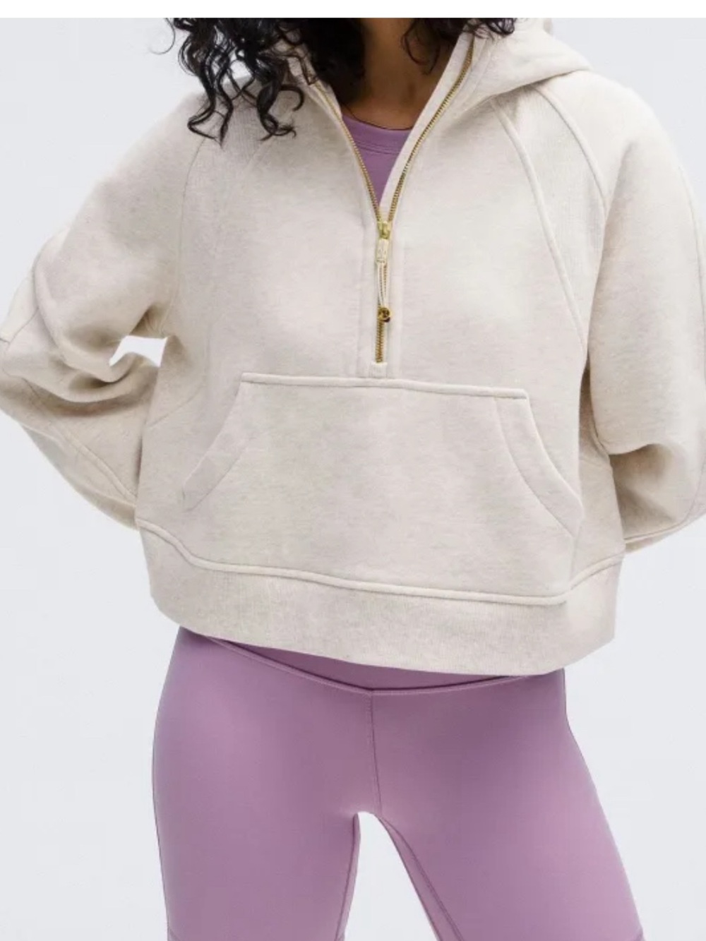 Lululemon Scuba Oversized Half-Zip Hoodie Heathered Bone/Gold M/L
